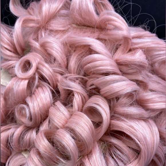 Pink Afro Curly Wig With Bangs - Picture 4 of 6
